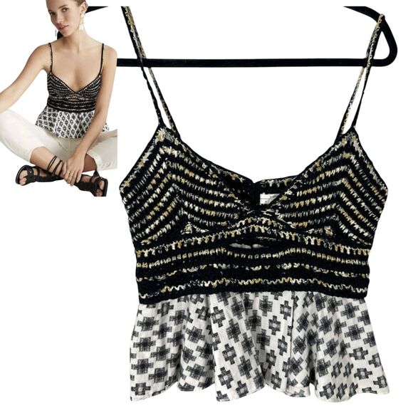 By Anthropologie Freida Layered Sweater Tank Top Cut Out Knit Size Small - Picture 1 of 9